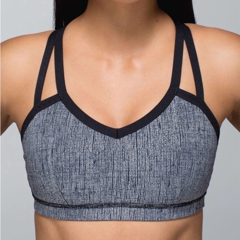 NWOT Lululemon Black and White Water Bound Bra Swim Run Activewear Size 10